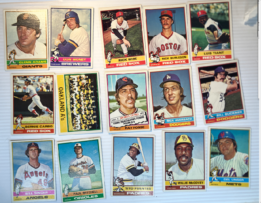 1976 Topps Baseball Card Lot – 45+ Vintage Cards – Braves, Yankees, Red Sox, Dodgers
